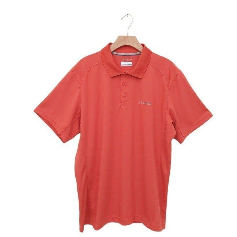 Columbia Omni-Shade Polo Shirt Mens Large Orange Short Sleeve Performance Golf